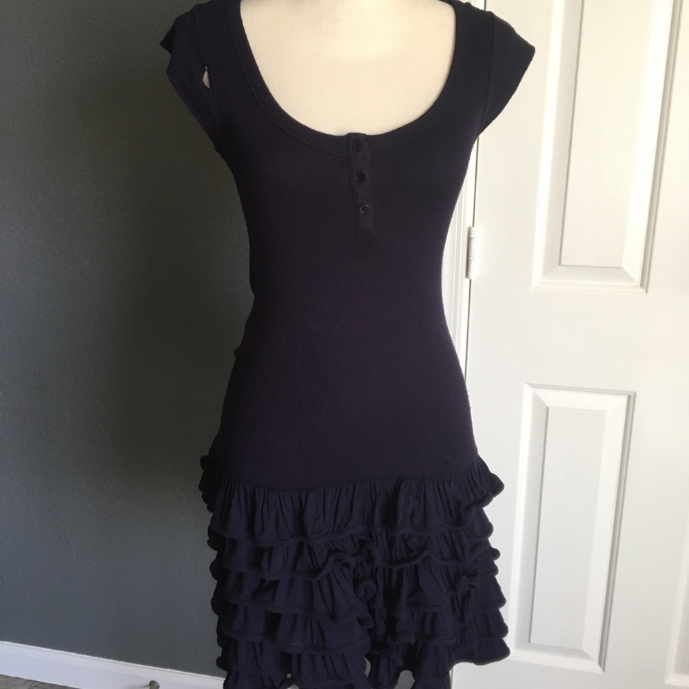 Forever 21 navy ribbed ruffle dress